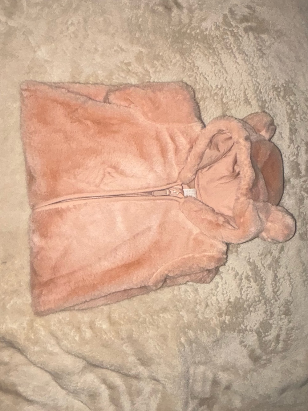 H&M Pink Baby Sherpa One-Piece Bear Ears Hooded Romper | 6M | - Picture 11 of 11